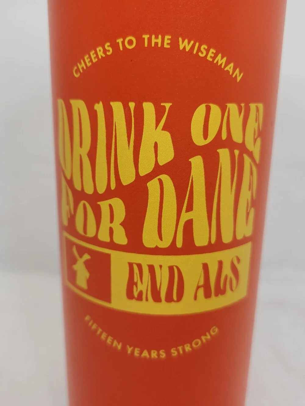 Dutch Bros Coffee Drink One for Dane 20oz Orange Yellow Thermal Travel Tumbler